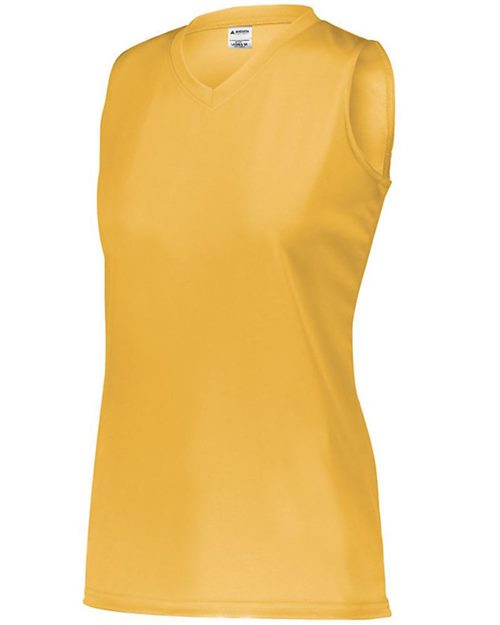 Women's Sleeveless Wicking Attain Jersey - Black Front