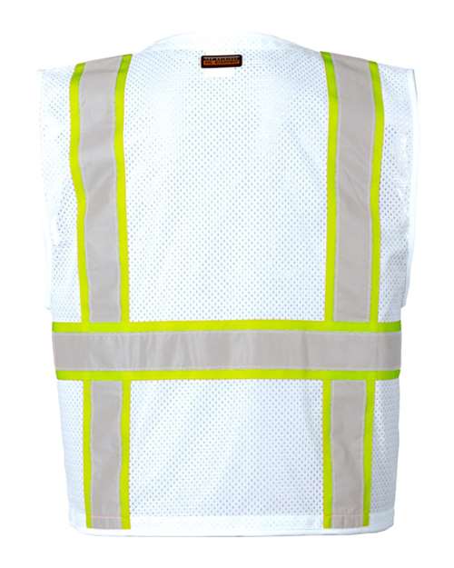 Unisex EV Series® Enhanced Visibility Multi-Pocket Mesh Vest - White - B105 Back