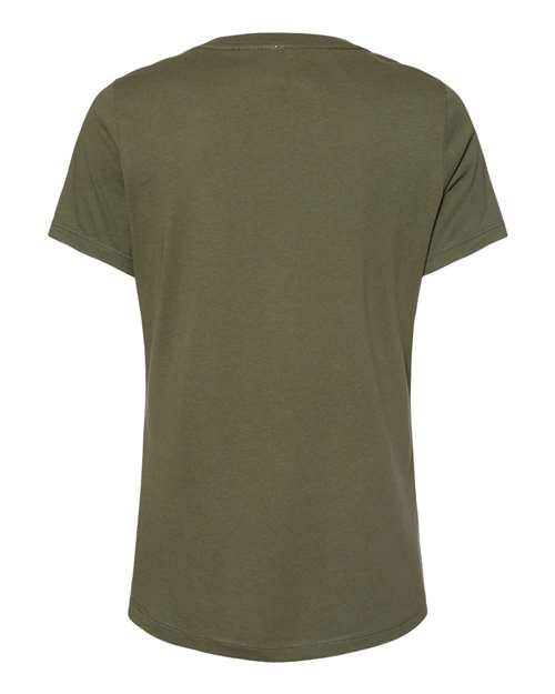 Women’s Relaxed Jersey V-Neck Tee - Military Green Back
