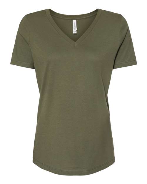 Women’s Relaxed Jersey V-Neck Tee - Military Green Front