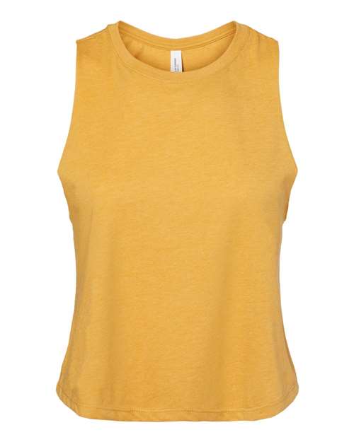 Women's Racerback Crop Tank - Heather Mustard Front