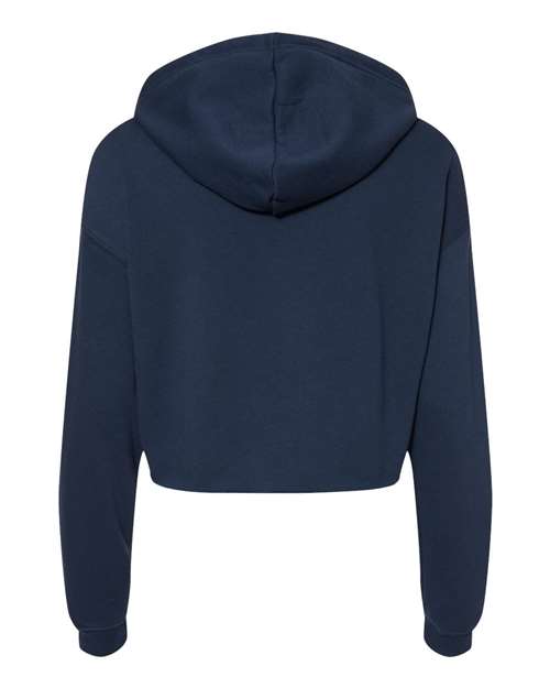 Women's Crop Fleece Hoodie Sweatshirt - Navy Back