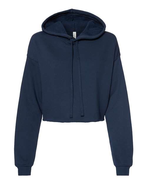 Women's Crop Fleece Hoodie Sweatshirt - Navy Front