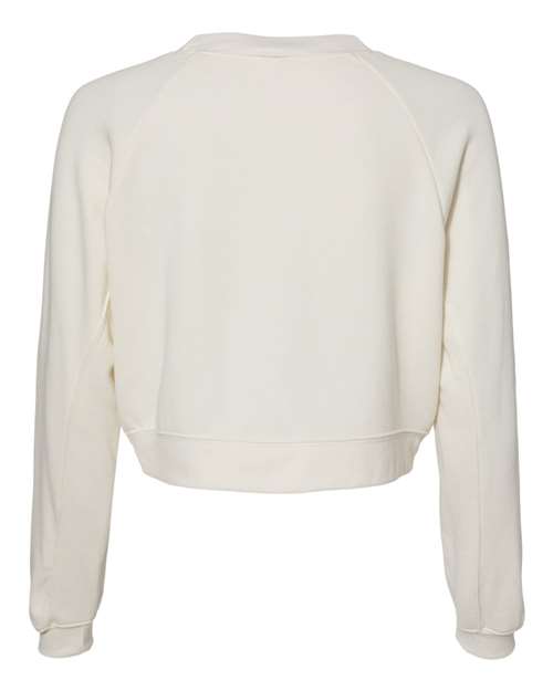Women's Crop Raglan Fleece Crewneck Sweatshirt - Vintage White Back