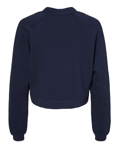 Women's Crop Raglan Fleece Crewneck Sweatshirt - Navy Back