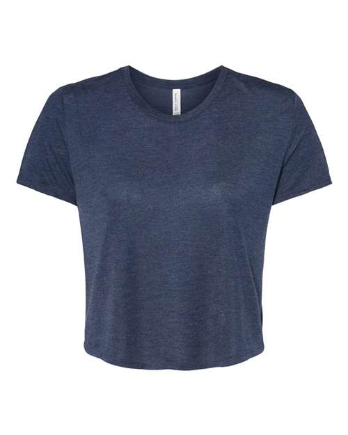 Women’s Flowy Crop Tee - Heather Navy Front