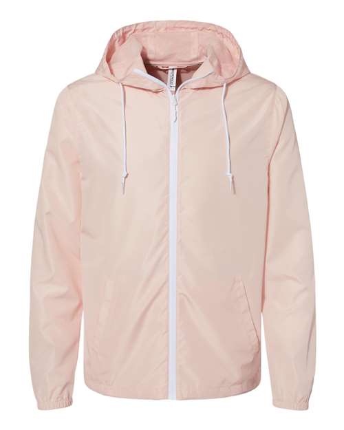 Men's Lightweight Windbreaker Full-Zip Jacket - Blush/ White Zipper Front