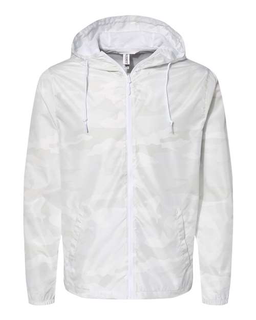 Men's Lightweight Windbreaker Full-Zip Jacket - White Camo Front