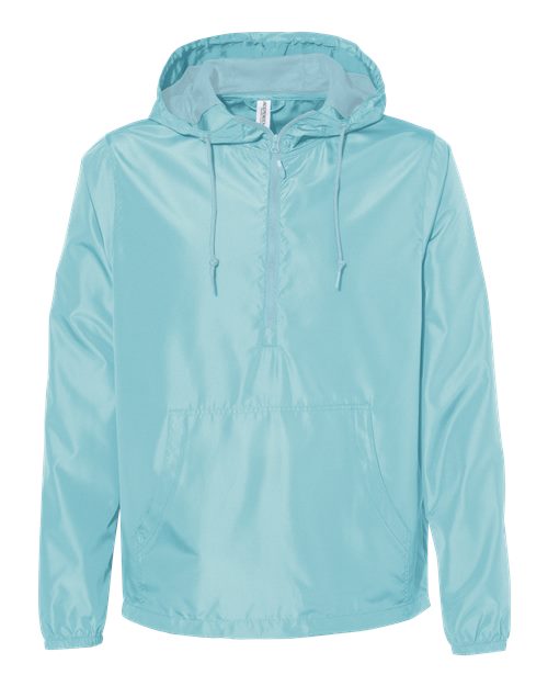 Unisex Lightweight Quarter-Zip Windbreaker Pullover Jacket - Aqua Front
