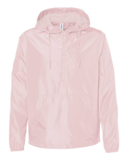 Unisex Lightweight Quarter-Zip Windbreaker Pullover Jacket - Blush Front
