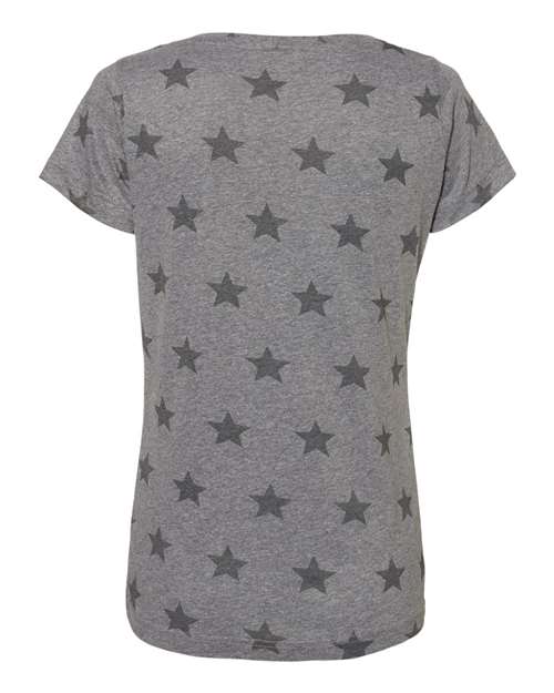Women's Star Print Scoop Neck Tee - Granite Heather Star Back