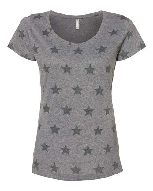Women's Star Print Scoop Neck Tee - Granite Heather Star Front