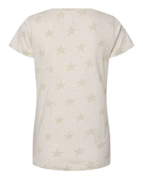 Women's Star Print Scoop Neck Tee - Natural Heather Star Back