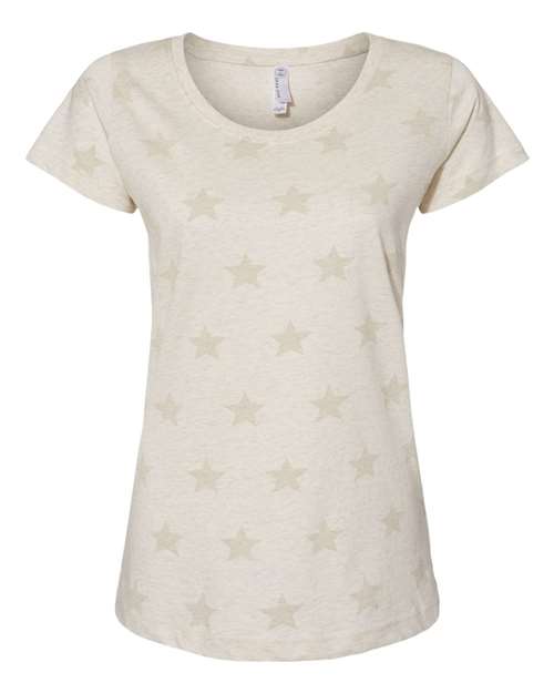 Women's Star Print Scoop Neck Tee - Natural Heather Star Front