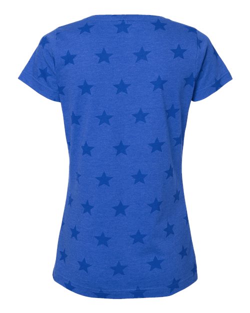 Women's Star Print Scoop Neck Tee - Royal Star Back