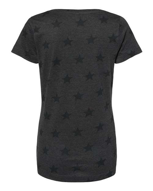 Women's Star Print Scoop Neck Tee - Smoke Star Back
