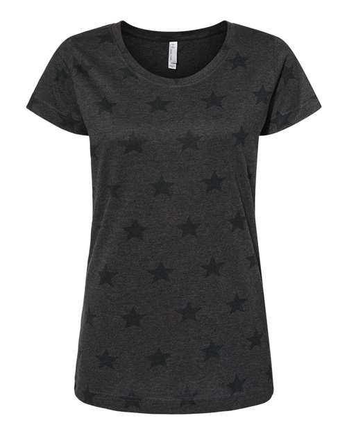 Women's Star Print Scoop Neck Tee - Smoke Star Front