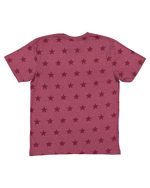 Men's Star Print Tee - Burgundy Star Back