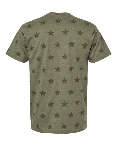 Men's Star Print Tee - Military Green Star Back