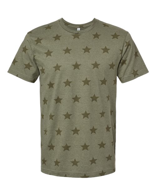Men's Star Print Tee - Military Green Star Front