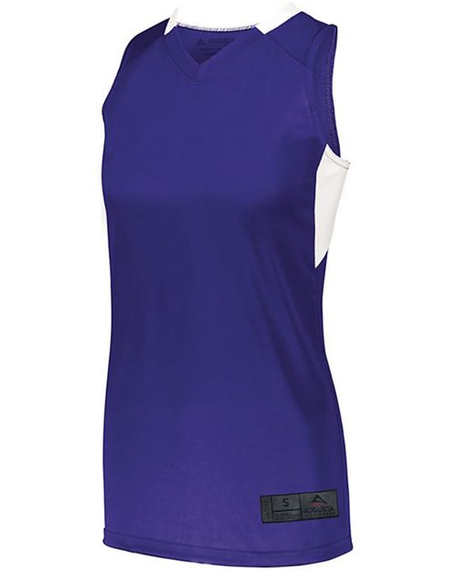 Women's Step-Back Basketball Jersey - Black/ White Front
