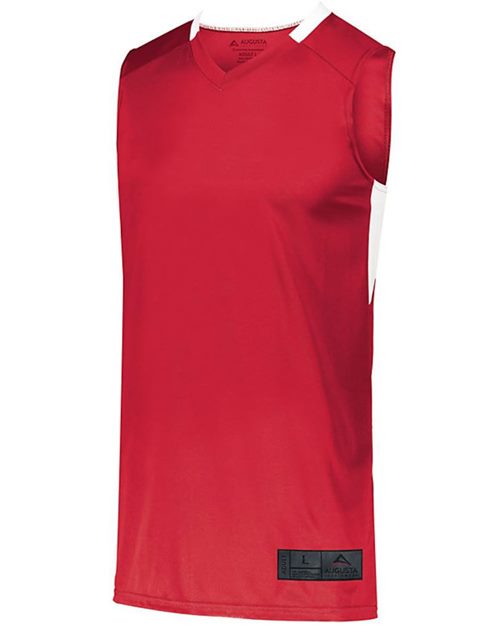 Youth Step-Back Basketball Jersey - Black/ White Front