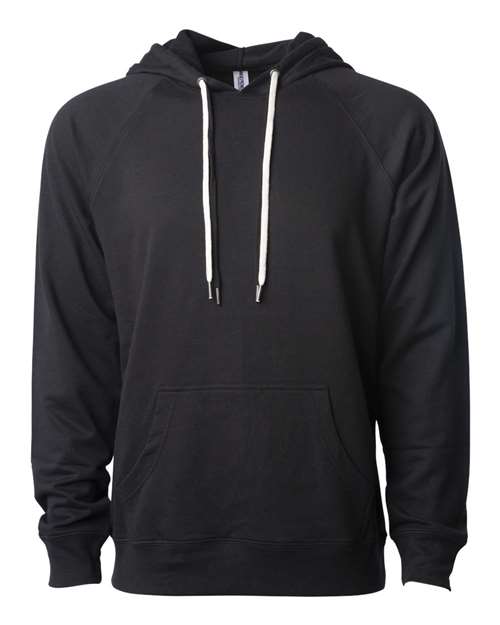 Unisex Icon Lightweight Loopback Terry Hooded Sweatshirt - Black Front