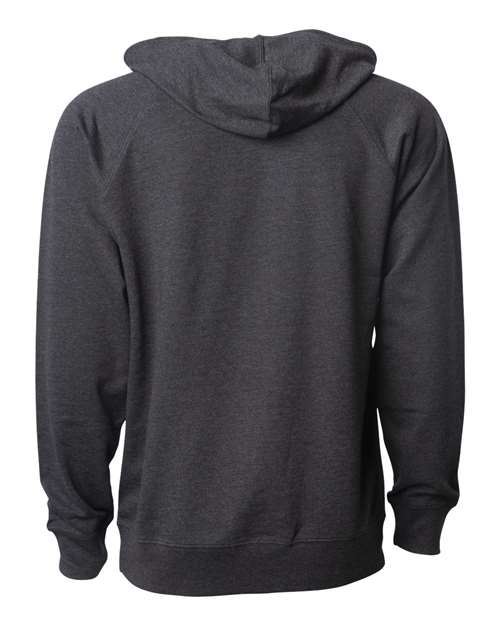 Unisex Icon Lightweight Loopback Terry Hooded Sweatshirt - Charcoal Heather Back
