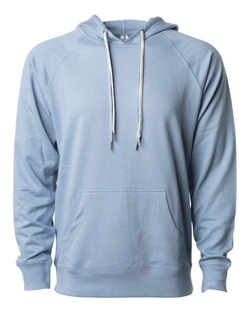 Unisex Icon Lightweight Loopback Terry Hooded Sweatshirt - Misty Blue Front