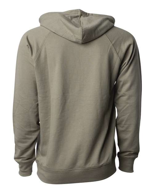 Unisex Icon Lightweight Loopback Terry Hooded Sweatshirt - Olive Back