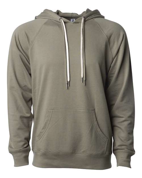 Unisex Icon Lightweight Loopback Terry Hooded Sweatshirt - Olive Front