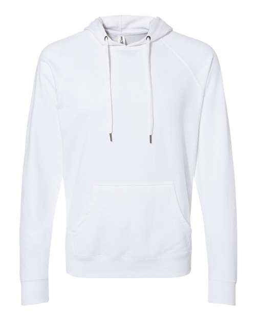 Unisex Icon Lightweight Loopback Terry Hooded Sweatshirt - White Front