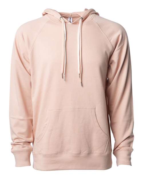Unisex Icon Lightweight Loopback Terry Hooded Sweatshirt - Rose Front