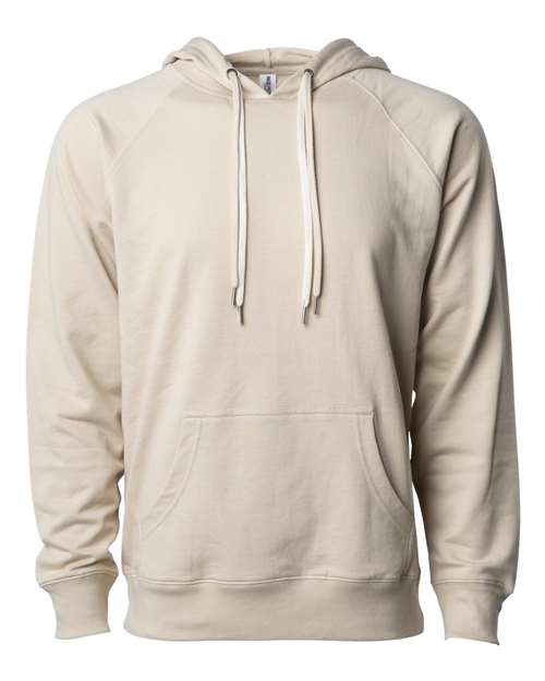Unisex Icon Lightweight Loopback Terry Hooded Sweatshirt - Sand Front