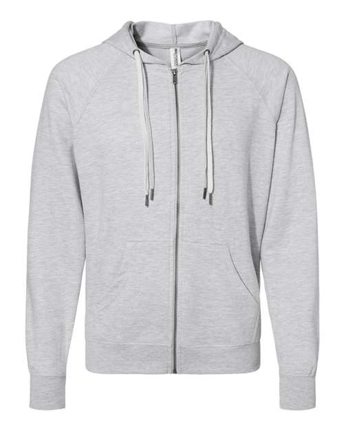 Unisex Icon Lightweight Loopback Terry Full-Zip Hooded Sweatshirt - Athletic Heather Front