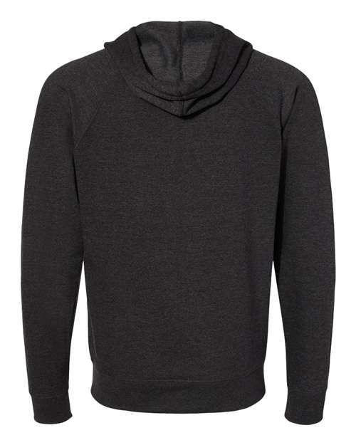 Unisex Icon Lightweight Loopback Terry Full-Zip Hooded Sweatshirt - Charcoal Heather Back