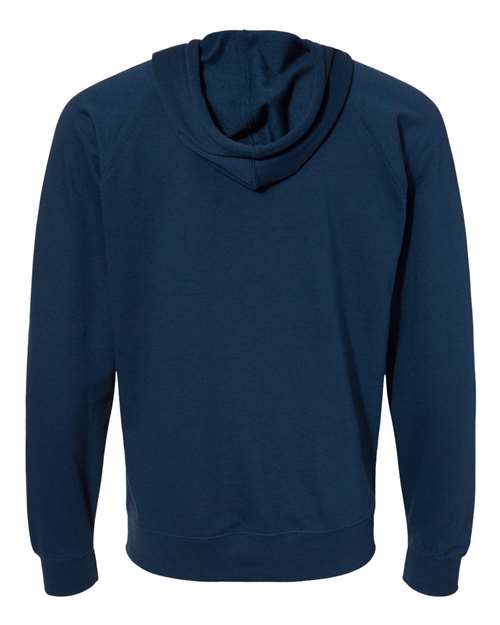 Unisex Icon Lightweight Loopback Terry Full-Zip Hooded Sweatshirt - Indigo Back