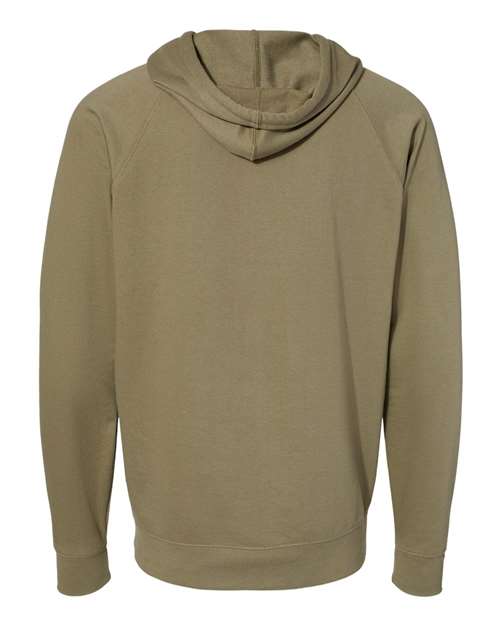 Unisex Icon Lightweight Loopback Terry Full-Zip Hooded Sweatshirt - Olive Back