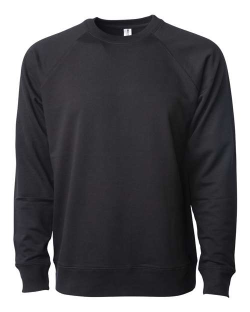 Unisex Icon Lightweight Loopback Terry Crewneck Sweatshirt - Black Front
