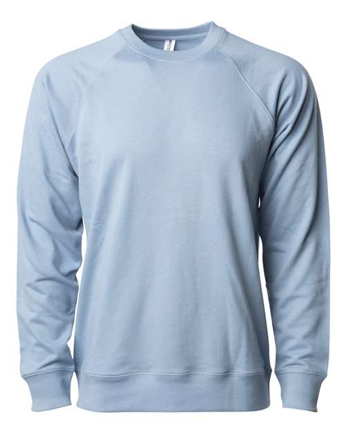 Unisex Icon Lightweight Loopback Terry Crewneck Sweatshirt - Misty Blue Front