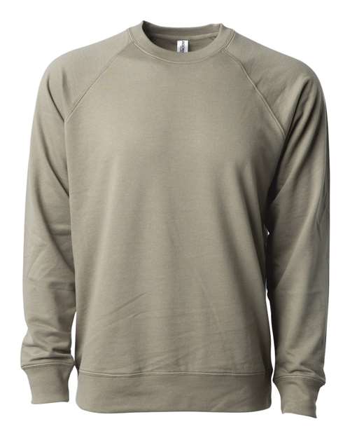 Unisex Icon Lightweight Loopback Terry Crewneck Sweatshirt - Olive Front