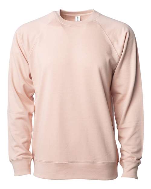Unisex Icon Lightweight Loopback Terry Crewneck Sweatshirt - Rose Front