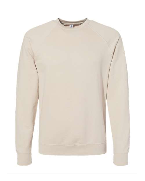 Unisex Icon Lightweight Loopback Terry Crewneck Sweatshirt - Sand Front
