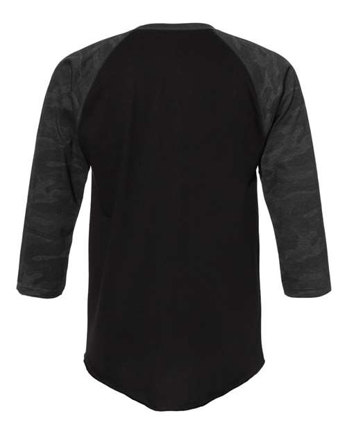 Men's Baseball Fine Jersey Three-Quarter Sleeve Tee - Black/ Storm Camo Back