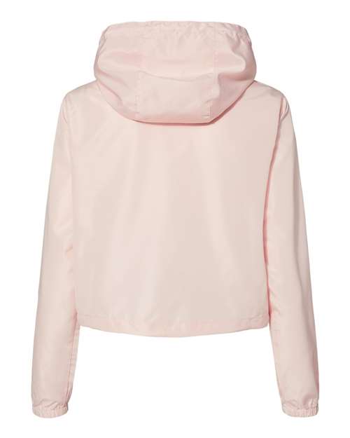 Women's Lightweight Quarter-Zip Pullover Crop Windbreaker - Blush/ White Zipper Back