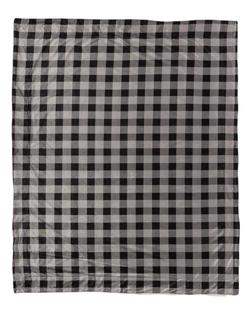 Micro Mink Sherpa Blanket - Grey/ Black Buffalo Front