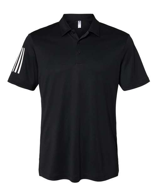 Men's Floating 3-Stripes Polo - Black/ White Front