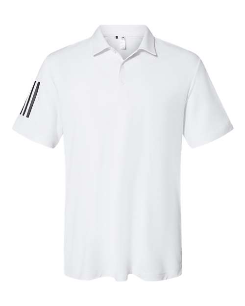 Men's Floating 3-Stripes Polo - White/ Black Front