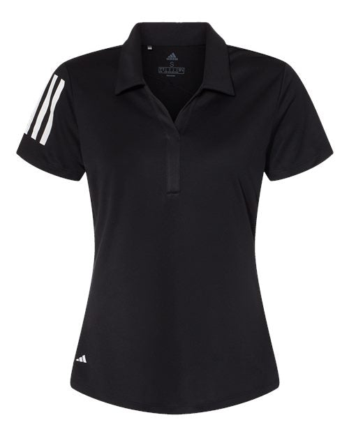 Women's Floating 3-Stripes Polo - Black/ White Front