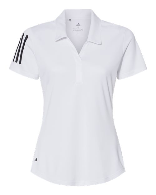 Women's Floating 3-Stripes Polo - White/ Black Front